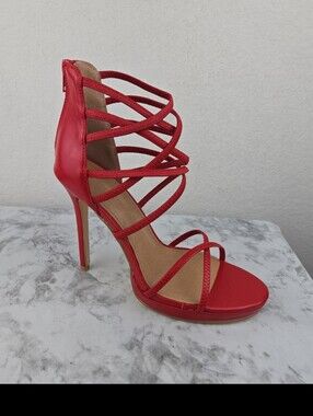 Shoe Republic LA Red Strappy High Heel Sandal